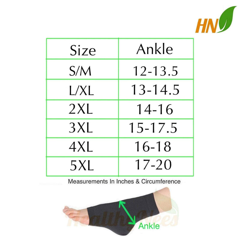 [Australia] - HealthyNees Ankle 15-20 mmHg Compression Leg Foot Swelling Wide Open Toe Sleeve (Black, L/XL) Black 