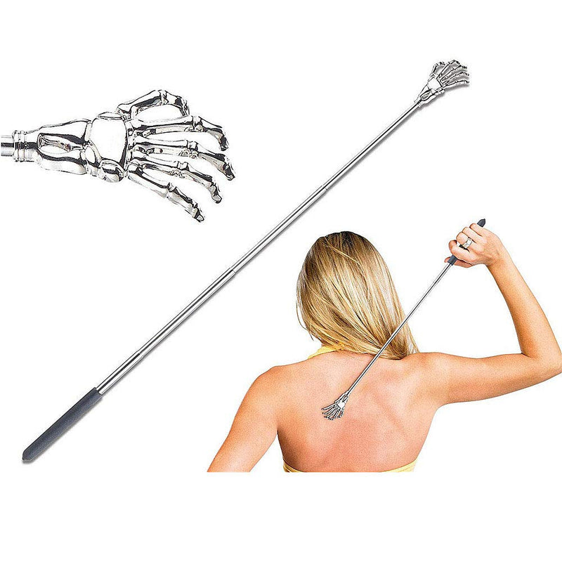 [Australia] - TRIXES Black Back Scratcher � Extendable Telescopic Handle � Stainless Steel Skeleton Hand � Back Massager � Body Massager Head Scratcher � Cool Gadget � Funny (Black) 