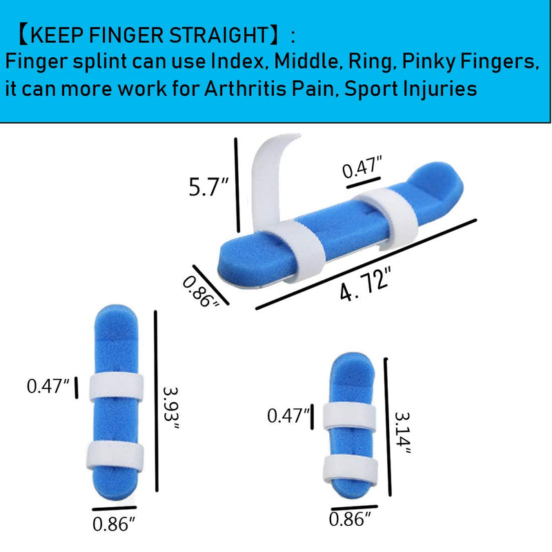 [Australia] - Footsihome Finger Splint Metal Pack of 5 Broken Finger Brace Support Mallet Finger Stabilizer for Adults and Children Finger Knuckle Joint Fixation - 3 Size Blue 5 Pack 