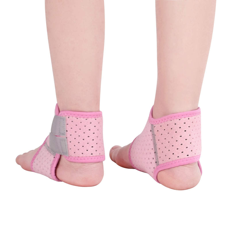 [Australia] - 2 Pack Ankle Braces for Kids Child Adjustable Mesh Compression Ankle Tendo Foot Support Protector Stabilizer Wraps Ankle Guards for Juvenile Sprains Injuries, Arthritis Relief, Joint Pain, Ankle Sore Small: (Pack of 2) Pink 