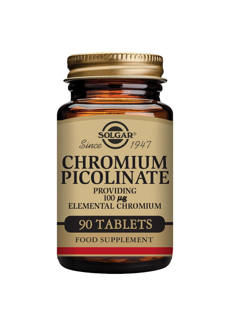 [Australia] - Solgar Chromium Picolinate 100 mcg Tablets - Balances Blood Glucose Levels - Supports the Metabolism - Easy to absorb - Food Supplement - Vegan, Vegetarian, Kosher - Pack of 90 