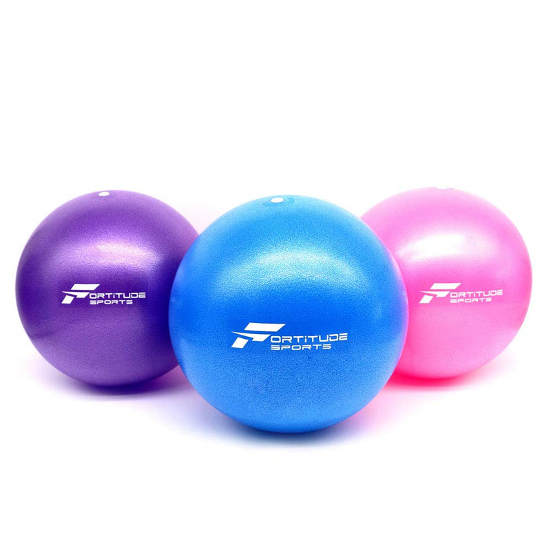 [Australia] - Fortitude Sports Yoga Ball 25cm | Small Soft Mini Pilates Ball for Yoga, Fitness, Core, Stability and Physical Therapy | Inflatable Mini Gym Ball With Inflation Straw Blue 