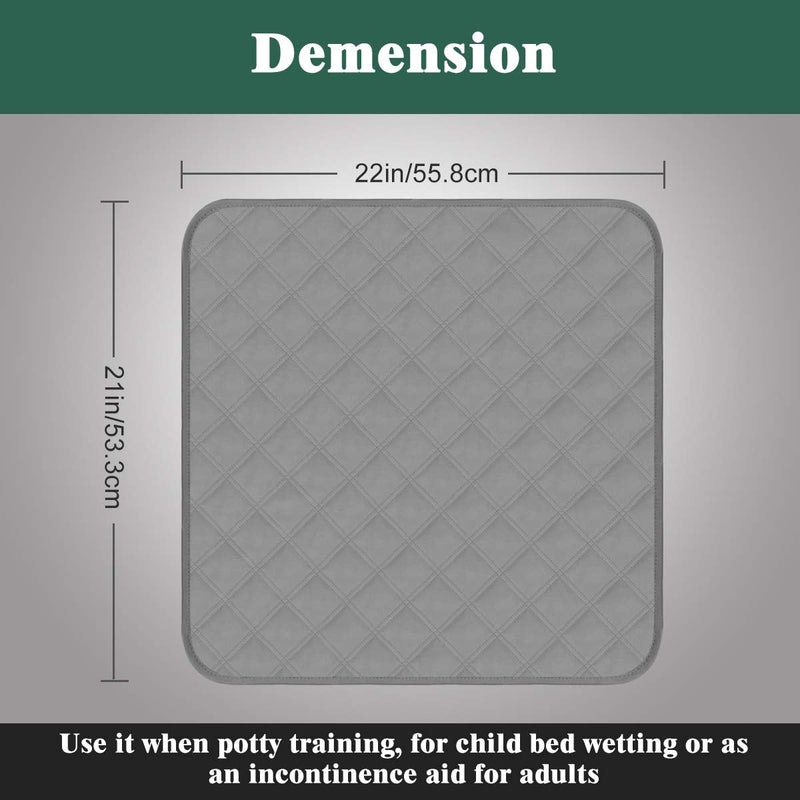 [Australia] - GRUENERDE Waterproof Chair Pads for Incontinence Washable Absorbent Seat Protector Pads Reusable Pee Pads for Adults Kids Wheelchair 2pcs Black 22"x21" 