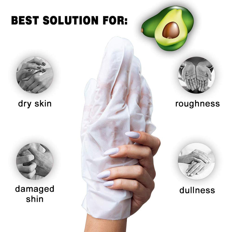 [Australia] - 5 Pairs MOND'SUB Avocado Moisturizing Hand Masks | Hydrating Gloves for Dry Hand and Dry Skin | Nourishing & Soothing & Whitening |Best Natural Skin Care Products Full With Natural Oil 