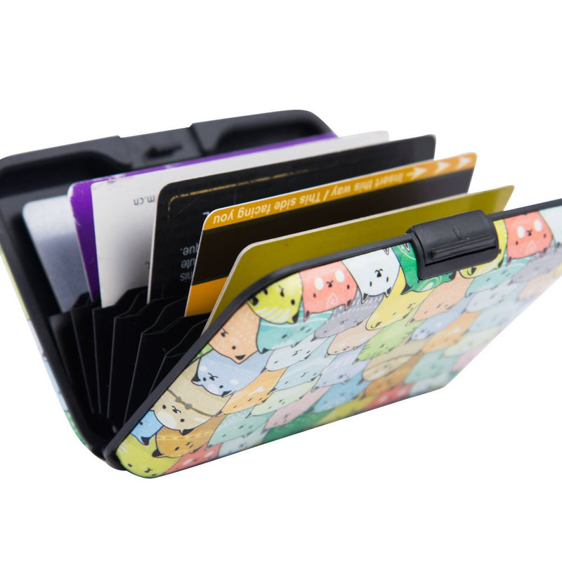 [Australia] - Elfish RFID Blocking Credit Cards Holder Aluminum Wallet Metal ID Case for Men Women (small cat) small cat 