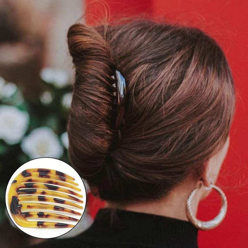 [Australia] - IYBQIU 5 Pcs French Twist Comb Retro Celluloid Hair Comb 9 Teeth Non Slip Comb Clips Hair Styling Accessories for Women and Girls, Multicolour 