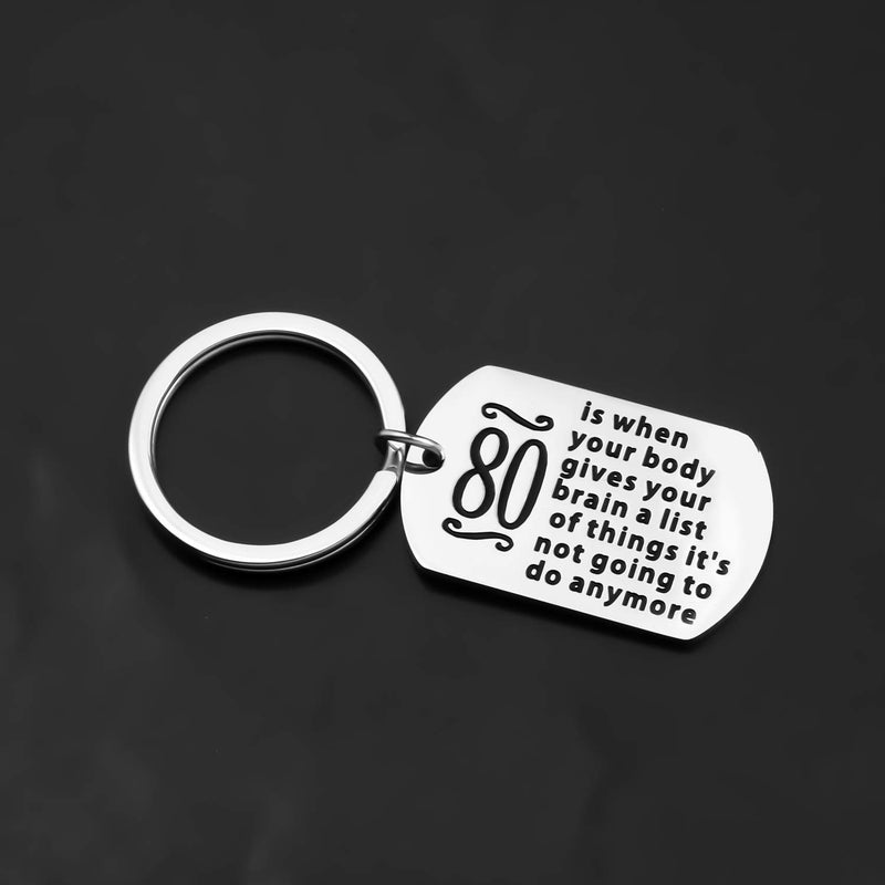 [Australia] - BEKECH 80 Year Old Birthday 80 is When Your Body Gives Your Brain a List of Things 80TH Birthday Keychain Silver 