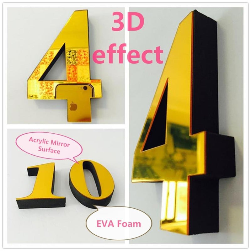 [Australia] - 3D DIY Mirror Surface Wall Clock Large Size Wall Decorative Clocks Silent Non Ticking Movement Clock Hands (Black) Black 