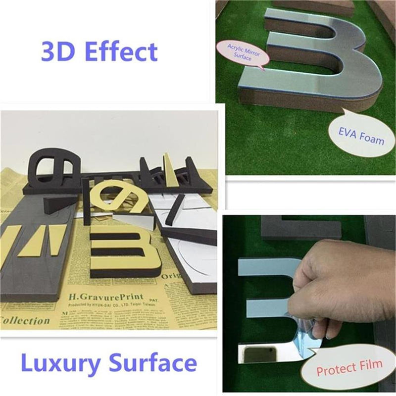 [Australia] - Mirror Surface 3D DIY Wall Clocks Modern Design Room Decorative Wall Watches (Black) Black 