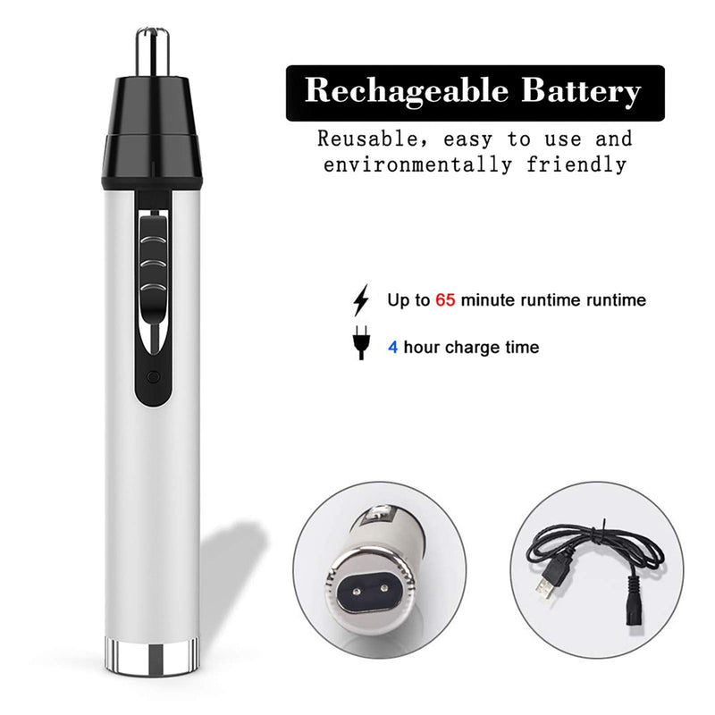 [Australia] - Nose Hair Trimmer for Men,2020 Upgrade Professional USB Rechargeable Nostril Nasal Hair Vacuum Cleaning System,4 in 1 Hair and Beard Clippers for Women with Waterproof White 