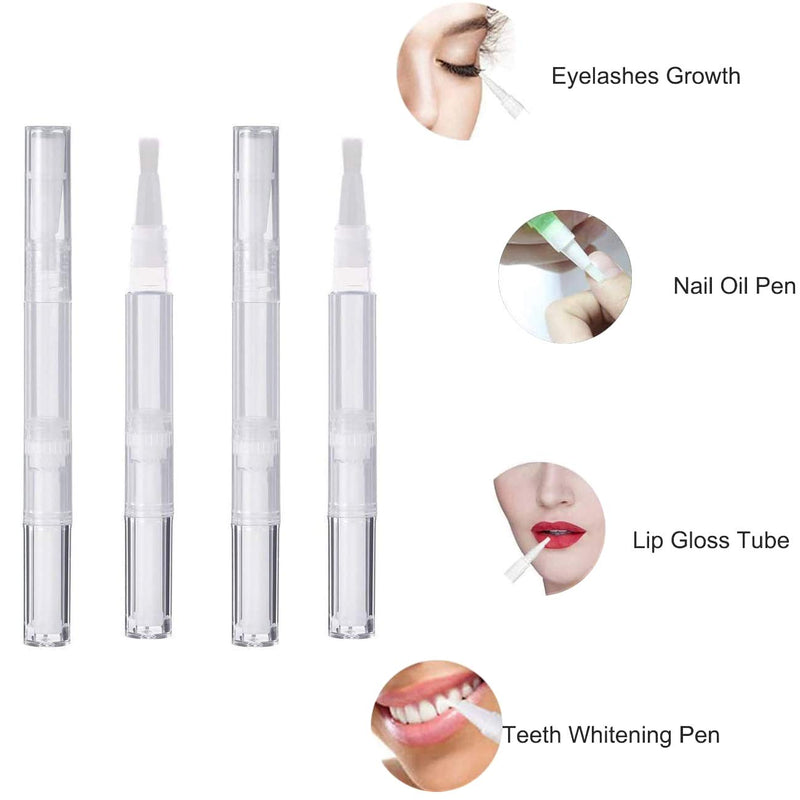 [Australia] - 20Pcs Transparent Twist Pens,3ml Nail Twist Pens Empty Transparent Nail Oil Pen with Brush Empty Cuticle Oil Pen Cosmetic Container Pen for Lip Gloss Eyelash Growth Liquid 