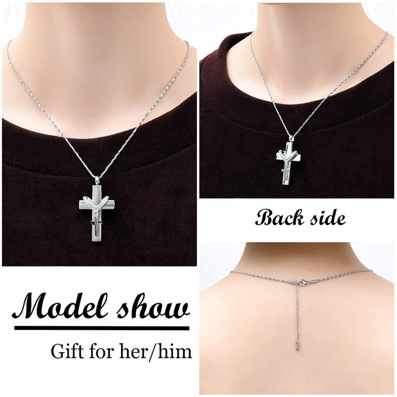 [Australia] - Yinplsmemory Cross Cremation Necklace Urn Pendant for Ashes Papa Memorial Ashes Keepsake Jewelry Blue 