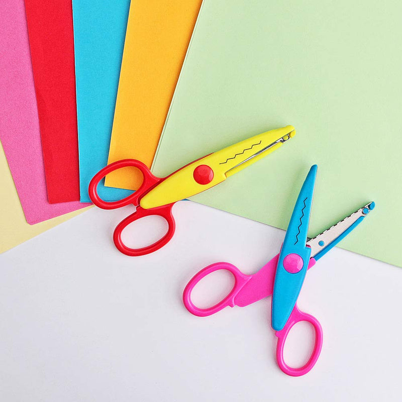 [Australia] - Asdirne Kids Scissors, Kids Craft Scissors Set of 6, Children Serrated Scissors, Zig Zag Cut Scissors, Assorted Colors 