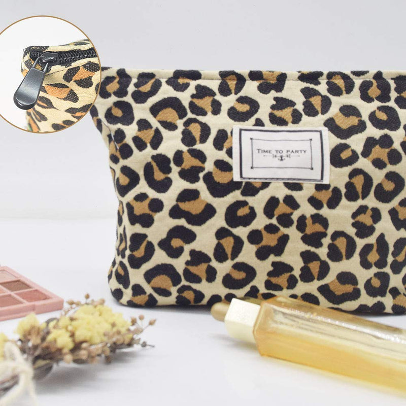 [Australia] - LYDZTION Leopard Print Makeup Bag Cosmetic Bag for Women,Large Capacity Canvas Makeup Bags Travel Toiletry Bag Accessories Organizer,Yellow Yellow 