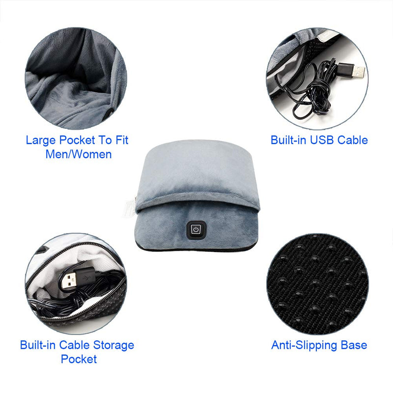 [Australia] - Foot Warmer With Vibration Feature,Electric USB Heated Feet Warmers,Massage and Heating,Soft Plush Micro Mink Fabric & Fast Heating,Auto-off ,Gifts for Women and Men 