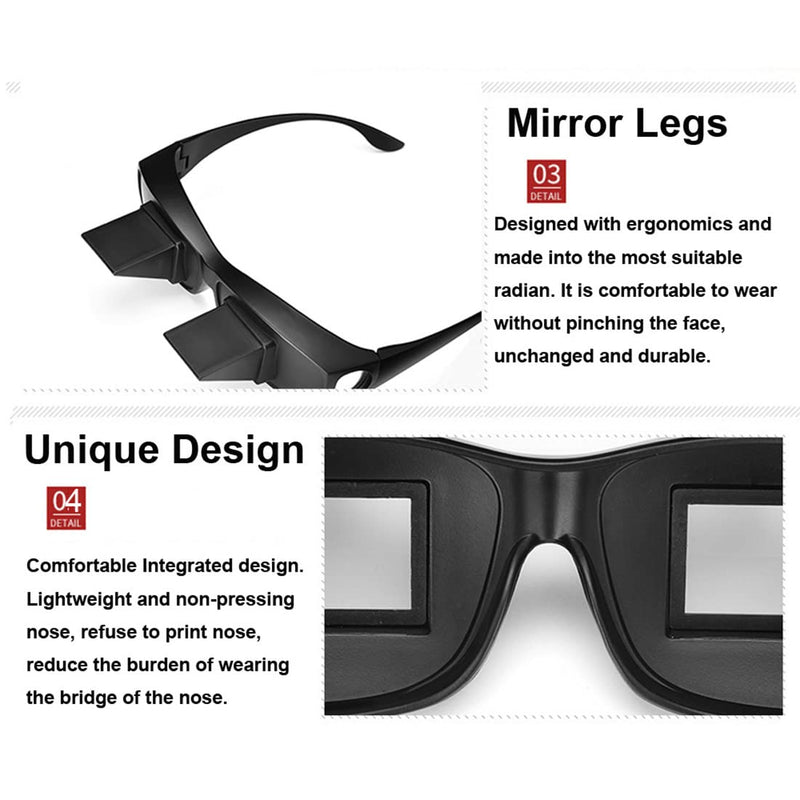 [Australia] - vinmax Bed Prism Spectacles Horizontal Mirror Lazy Readers Glasses 90 Degree Prism Glasses for Laying Down Reading and Watching TV -2023 New Upgrade 