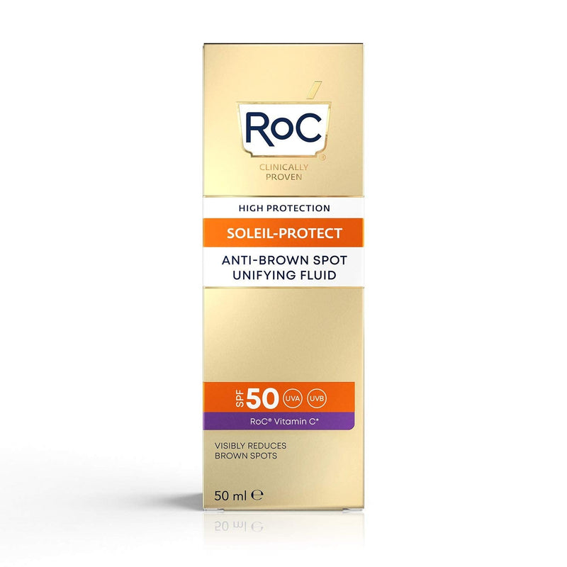 [Australia] - RoC - Soleil-Protect Anti-Brown Spot Unifying Fluid SPF 50 - UVA/B Protection - Face Moisturiser with Vitamin C - Reduces Brown Spots - 50 ml Anti-Brown Spot SPF 50 