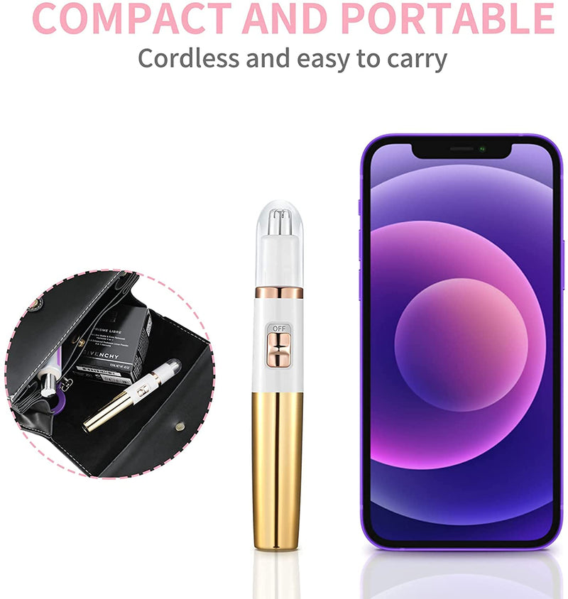 [Australia] - Ear and Nose Hair Trimmer for Women Nose Hair Clipper Professional Painless Nose Trimmer Ladies Eyebrow and Facial Hair Trimmer Battery-Operated,Waterproof Dual Edge Blades for Easy Cleansing Rose Gold 