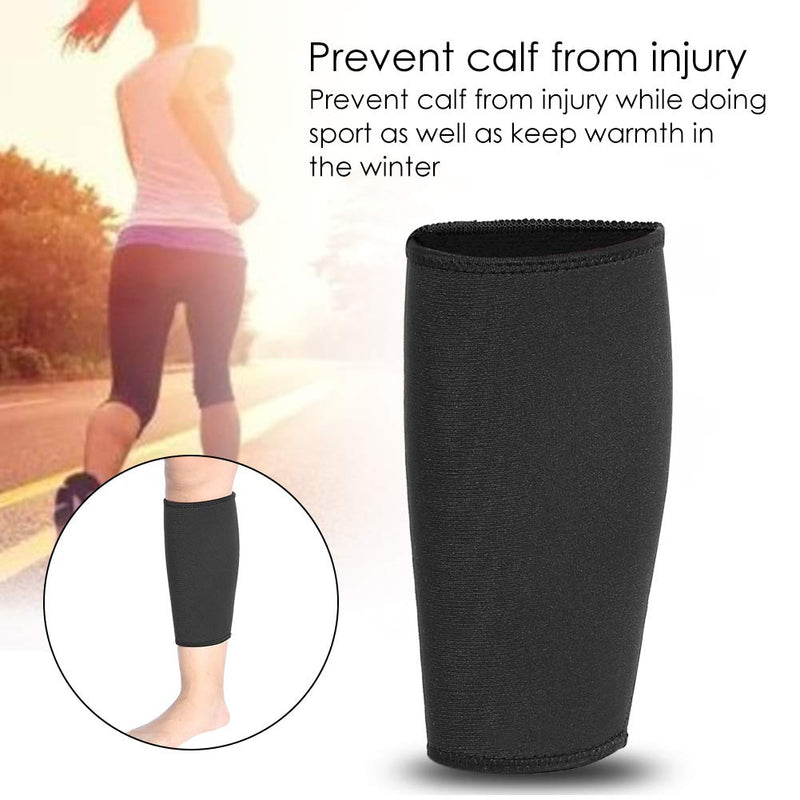 [Australia] - 1Pcs Elastic Calf Support, Shin Splints Calf Sleeve Hiking Running Sport Shank Strap Guard Leg Pads Protection Leg Sleeves for Men & Women(Black) Black 