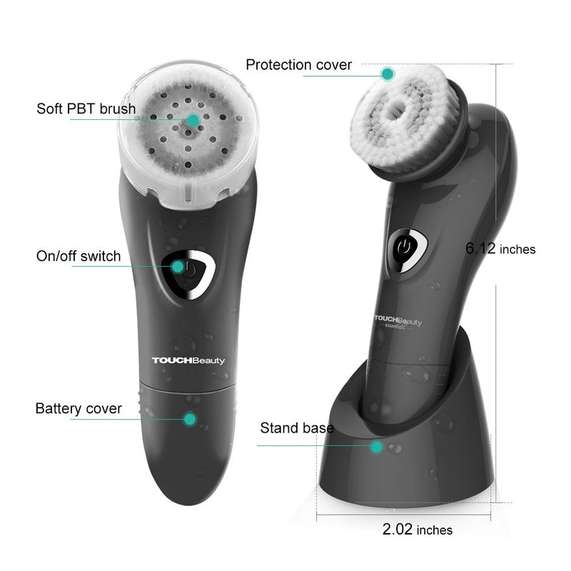 [Australia] - TOUCHBeauty Facial Cleansing Brush for Men with 6° Oscillating Cleansing Technology 2 Speed Setting Brush, Electric Facial Exfoliating Device (Dark Gray) Black 