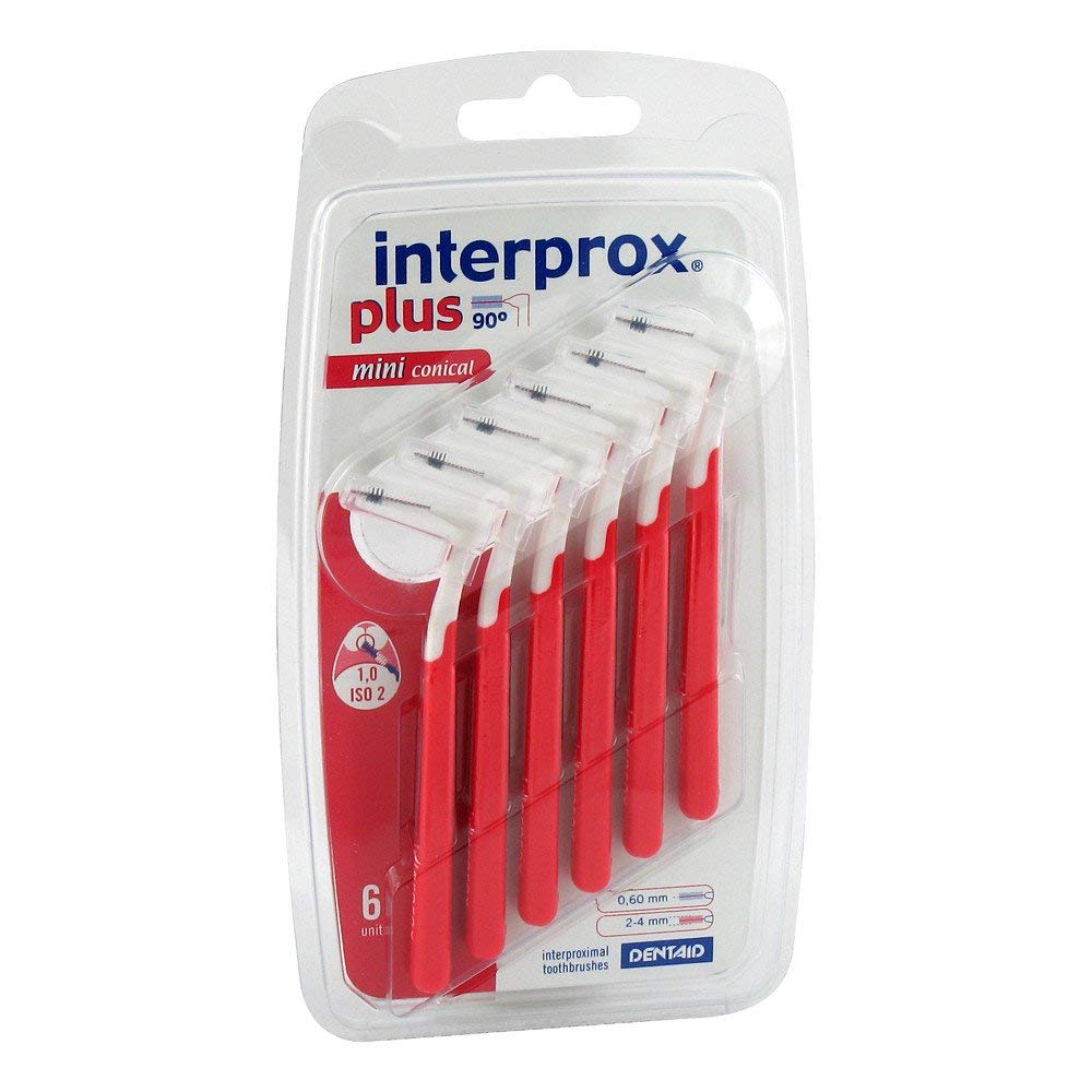 [Australia] - INTERPROX Plus Mini conical Interdental Brushes, Red (Pack of 6) 