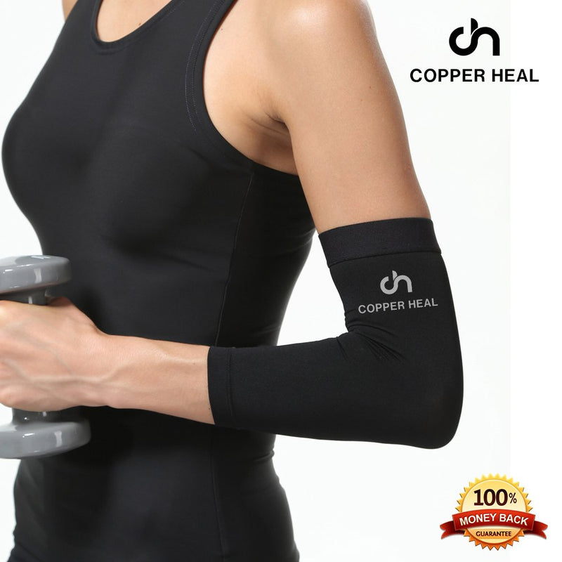 [Australia] - Copper HEAL Elbow Compression Sleeve - Recovery Elbow Brace Guaranteed with Highest Copper Infused Content - Support Stiff Sore Muscles and Joints Tendonitis Arm Tennis Basket Wrap (M) Medium (Pack of 1) 