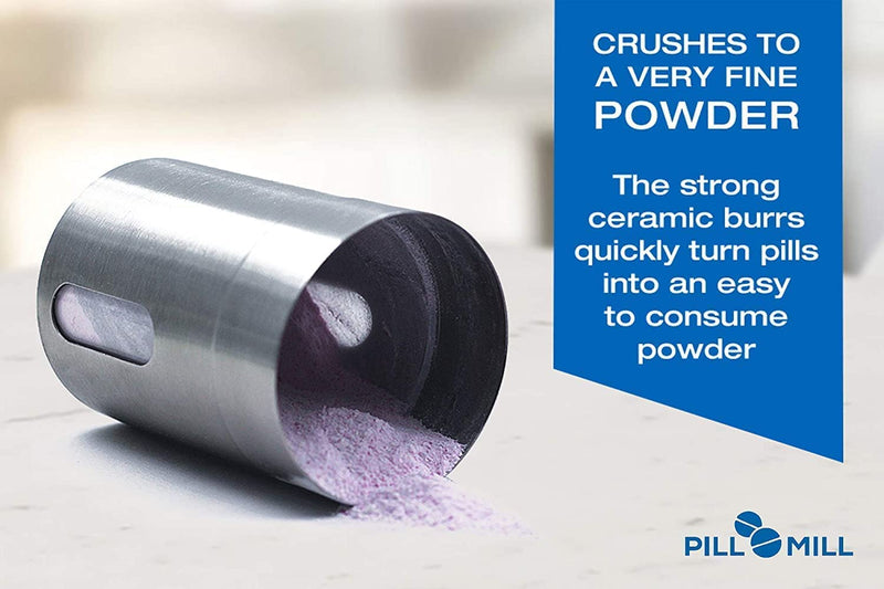 [Australia] - Pill Mill Pill Crusher - Crushes Multiple Tablets to a Fine Powder - Metal Medicine Grinder - Tablet Pulverizer Perfect for Travel - Great for Feeding Tube use, Pets or easier Medicine intake for Kids 