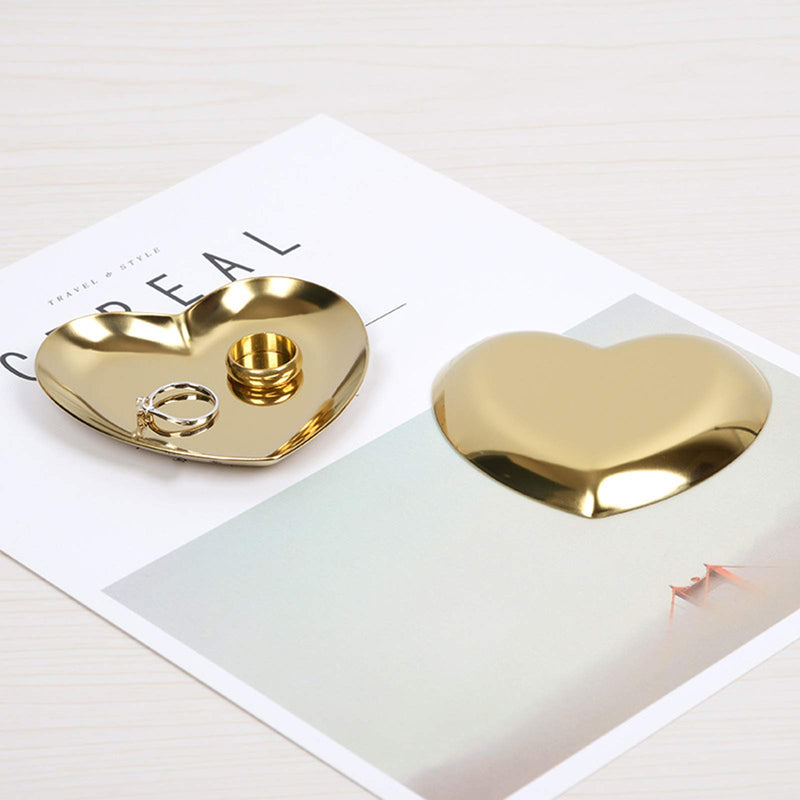 [Australia] - Ardax Gold Heart Jewelry Dish Organizer,1 Pair,Decorative Trinket Dish, Accent Tray for Vanity, Dessert Plate 