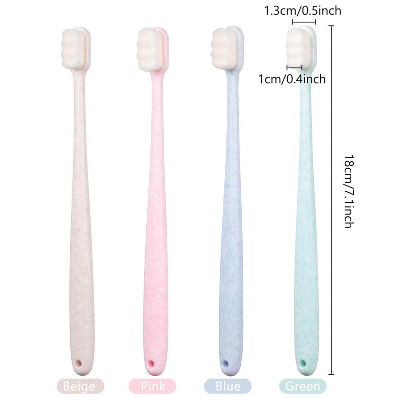 [Australia] - 4 Pieces Extra Soft Toothbrushes for Sensitive Gums 20000 Soft Bristle Toothbrush Micro Nano Manual Toothbrush for Fragile Gums Elderly Adult Kids Braces (Blue, Green, Pink, Beige) Blue, Green, Pink, Beige 