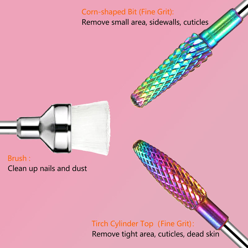 [Australia] - Nail Drill Bit Sets - Color-Plated Tungsten Carbide Efile Nail Drill Bits for Acrylic Gel Nails, Nail Polishing, 3/32 inch cuticle Manicure Pedicure Shapen Remove Tools, Home Salon Use (7pcs) 