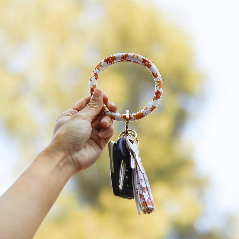[Australia] - Townshine Bangle Key Ring Wrist Keychain Bracelet Round Silicone Keyring Holder For Women Girls Autumn 