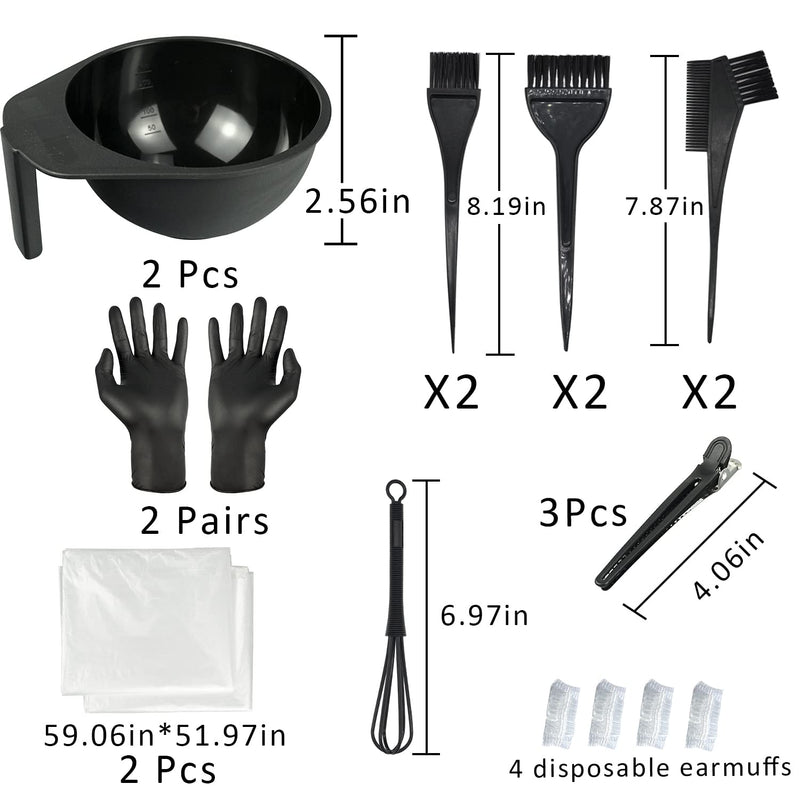 [Australia] - Mauts Hair Dye Coloring Set, Hair Tinting Comb and Mixing Brush Bowl,Ear Cover Mixing Spoon Hair Clips Gloves and Disposable shawl，DIY Salon. 
