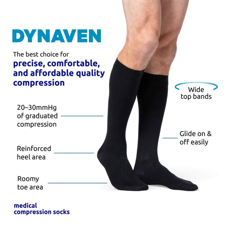 [Australia] - SIGVARIS Men’s DYNAVEN Closed Toe Calf-High Socks 20-30mmHg Black Medium Short 