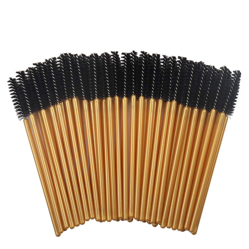 [Australia] - 300 Pack Mascara Wands Disposable Eye Lash Brushes Applicator for Eyelash Extensions Makeup Tool Bulk, Gold/Black Gold/Black-300Pcs 