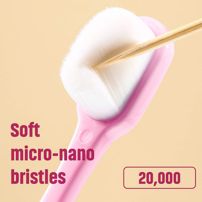 [Australia] - 4 Pieces Soft Micro-Nano Manual Toothbrush Extra Soft Bristles Toothbrush with 20,000 Bristles for Fragile Gums Adult Kid Children (Blue and Pink Smooth) Blue and Pink Wave 