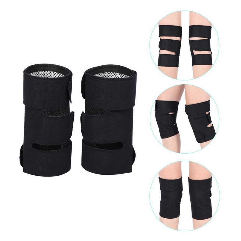 [Australia] - CTHOPER 1Pair Self Heating Knee Brace Sleeve, Adjustable Tourmaline Magnetic Therapy Knee Pad Support with Open Patella Stabilizer 