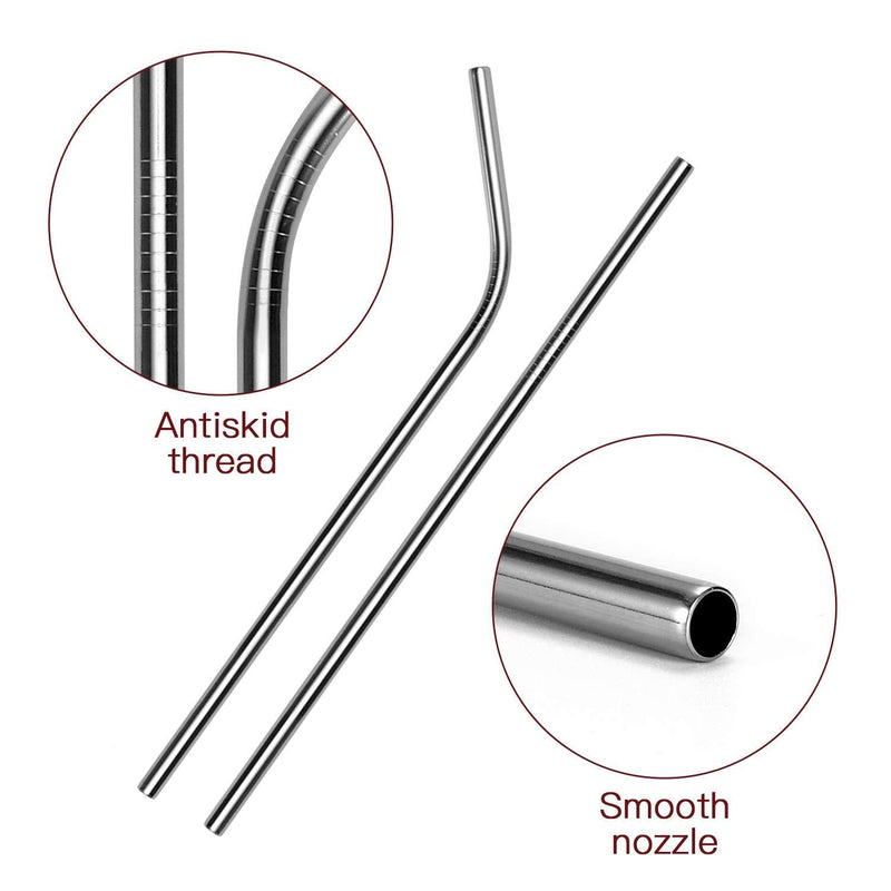 [Australia] - Vinsani 8.5" Silver Stainless Steel Drinking Straws, Reusable Metal Drinking Straws Set of 8 with 2 Cleaning Brush for Smoothie, Milkshake, Cocktail and Hot Drinks 
