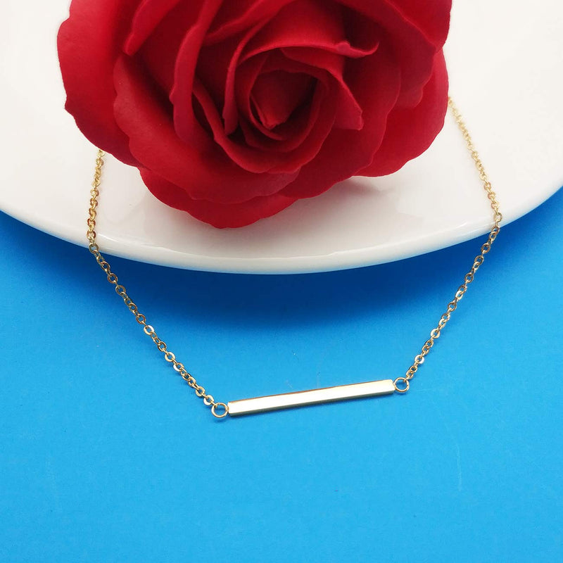 [Australia] - Glimmerst Bar Pendant Necklace, 18K Gold Plated Stainless Steel Delicate Bar Necklace Dainty Balance Necklace Simple Vertical Bar Choker Necklace for Women Girls Balance Gold 