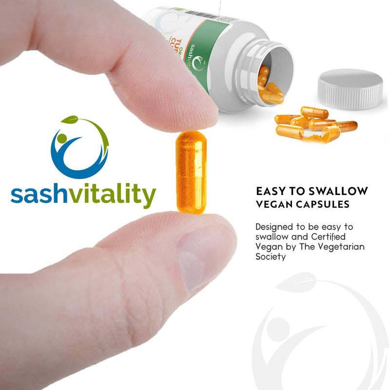 [Australia] - Organic Turmeric High Strength 2040mg Capsules with Black Pepper & Ginger – Advanced Turmeric Curcumin | 120 Vegan Turmeric Capsules | Certified Organic | UK Made Sash Vitality 