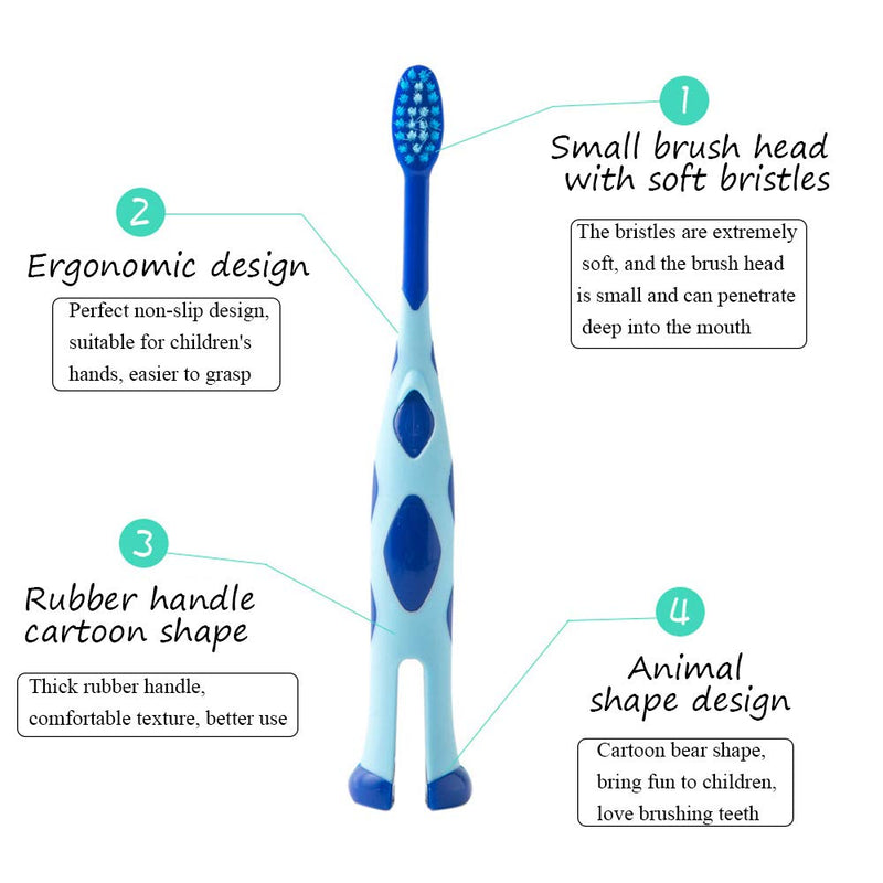 [Australia] - ZKSMNB Kid’s Toothbrush, Manual Toothbrush with Extra Soft Bristles and Standing Base, Suitable for Over 2 Years Old, 3 Pack 