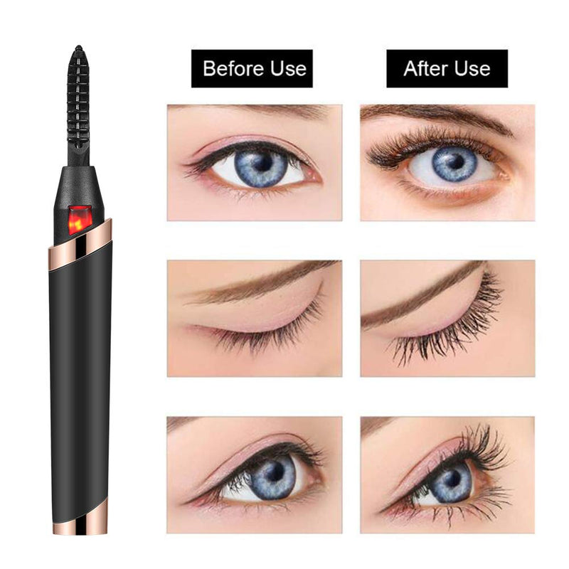 [Australia] - Heated Eyelash Curler, Electric Eyelash Curlers, Rechargeable Lash Curler with Eyelash Comb for Makeup Natural Curling Eye Lashes and 24 Hours Long Lasting (2020 NEW Version) Black 