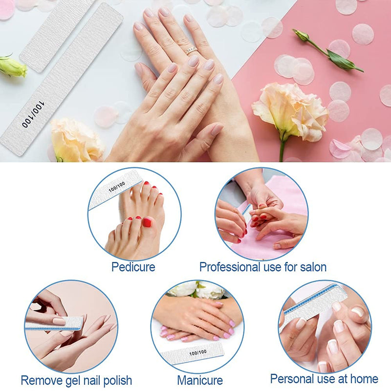 [Australia] - Nail files-Nail File for Acrylic Nails 100/100 Grit, 12 PCS Nail Files Emery Boards for Acrylic Nails, Washable Thick Professional Manicure Tools for Nail Tech 