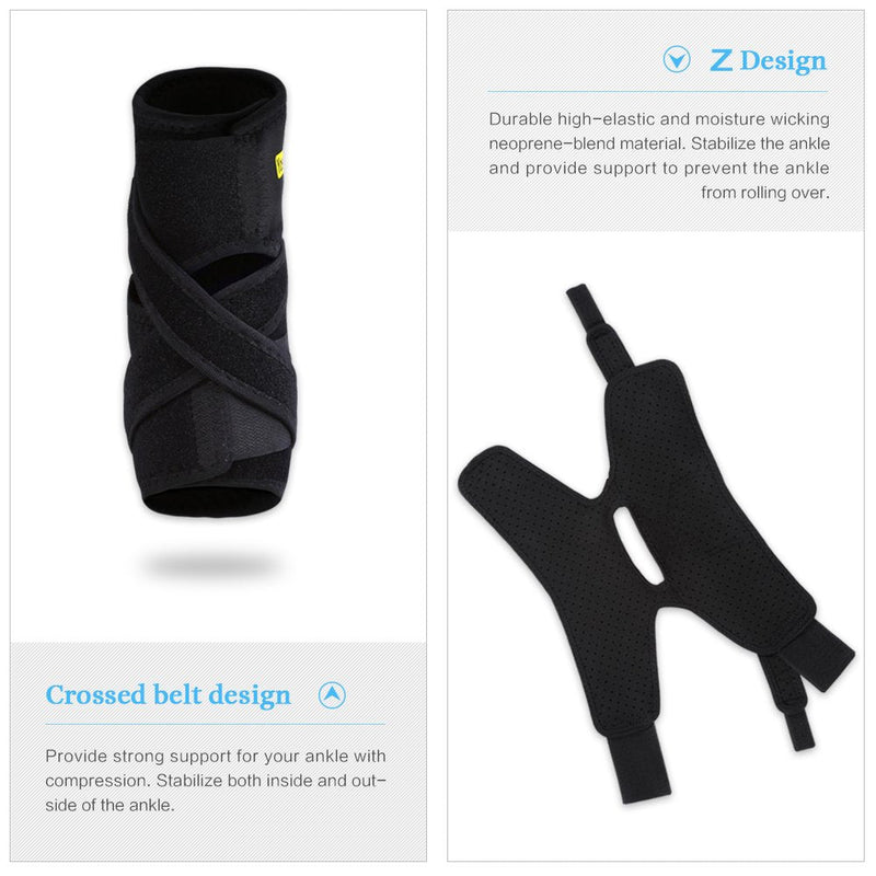 [Australia] - Yosoo Ankle Brace, Breathable Neoprene Ankle Support Adjustable Compression S Stabilizer for Muscle Sprain Tendons, One Size, Black 