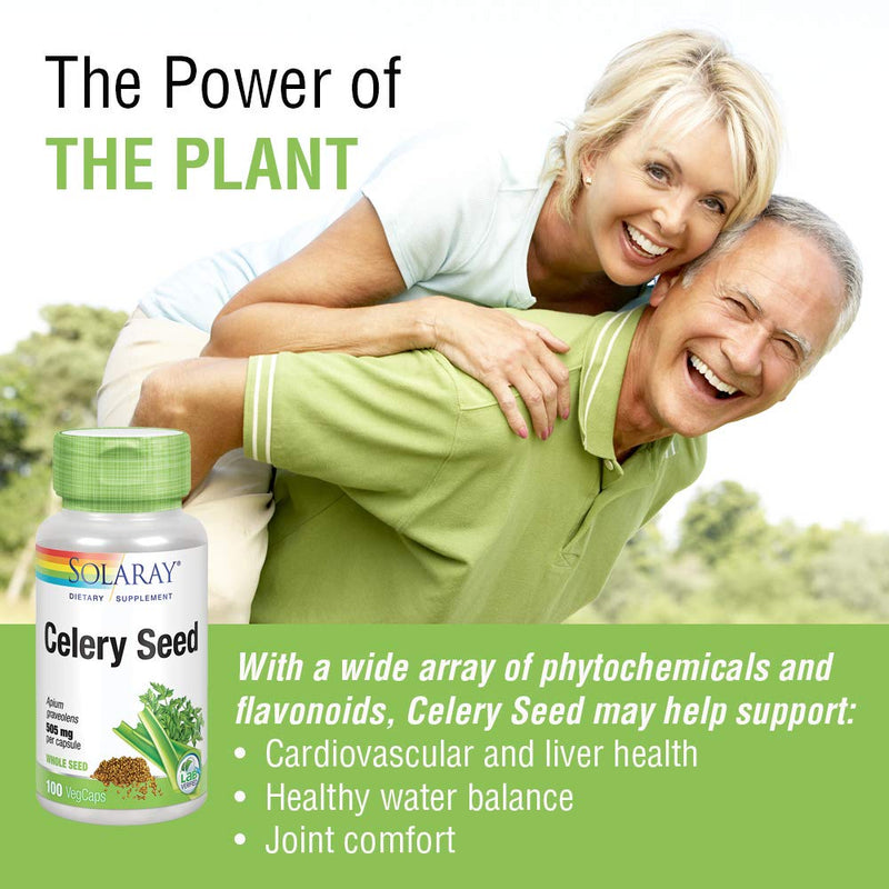 [Australia] - Solaray Celery Seed 1010mg | Healthy Cardiovascular, Liver, Water Balance & Joint Support | Whole Seed w/Phytochemicals & Flavonoids | Non-GMO | 100ct 