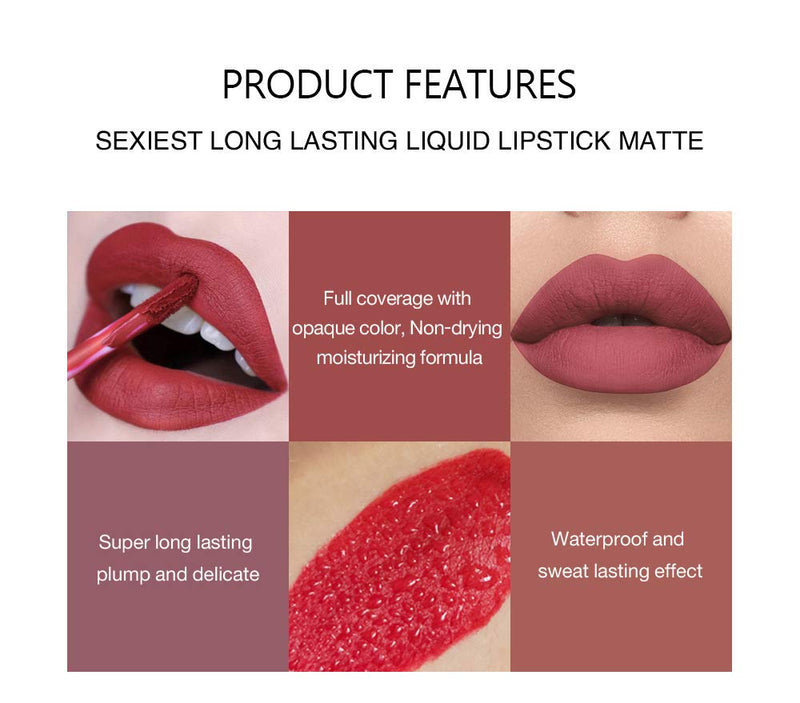 [Australia] - 6Pcs Matte Liquid Lipstick Makeup Set, Matte liquid Long-Lasting Wear Non-Stick Cup Not Fade Waterproof Lip Gloss (Set A) Set A 