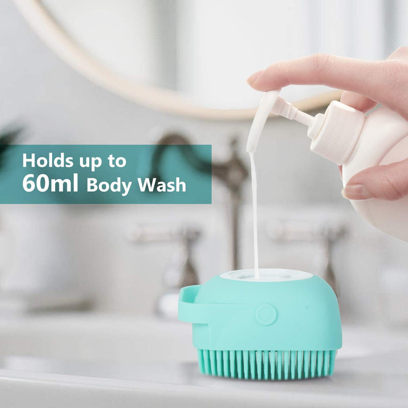 [Australia] - Silicone Massage Both body scrubber, small size silicone bath loofah brush with soap dispenser, Shower Exfoliating Bath Shower Cleaning Brush for Women,Men, kids Sensitive Dry Skin (Blue) 