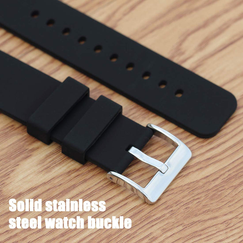 [Australia] - Wellfit Watch Strap, Soft Silicone Quick Release Watch Band, Stainless Steel Buckle, Choose Color & Width,18mm, 20mm, 22mm, Silky Smooth Rubber Watch Bands 18MM Black 