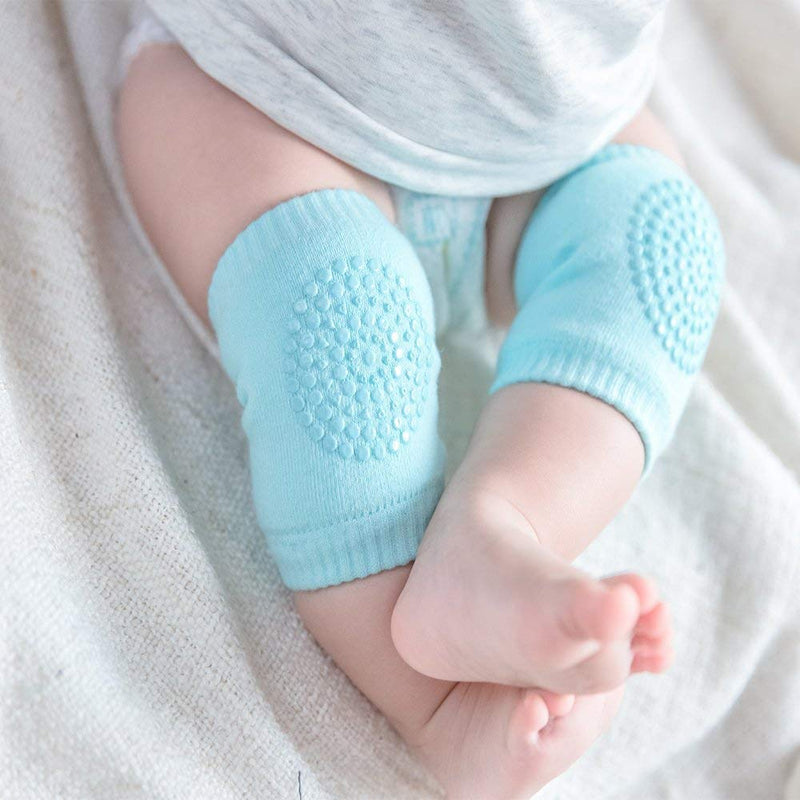 [Australia] - Baby Crawling Pads Anti Slip Knee Pads Unisex Baby Knee Protectors Toddler Leg Warmer Safety Walking Kneepads Blue+gray 