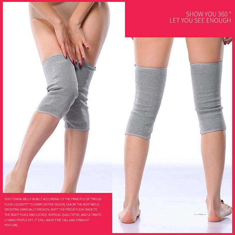 [Australia] - Ausom Womens Mens Thicken Cashmere Wool Winter Warm Thermal Knee Warmers Leg Sleeve Knee Brace Support Pads Yoga Outdoor Gray Medium 