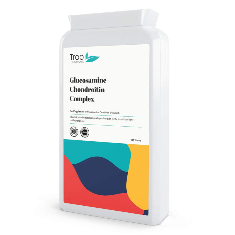 [Australia] - Glucosamine Chondrotin Complex with Vitamin C - 180 Tablets - Supports Collagen Formation to Help Maintain Healthy Bones, Cartilage & Joints - UK Manufactured Supplement to GMP Standards 